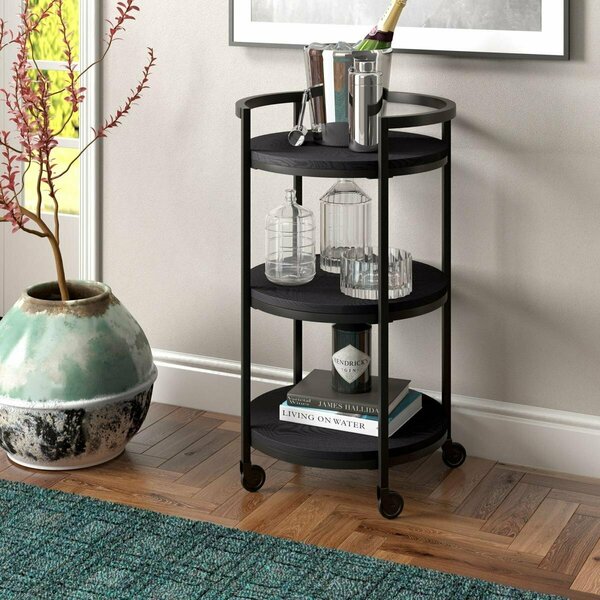 Henn & Hart Graham Bar Cart, Black Grain BC1336